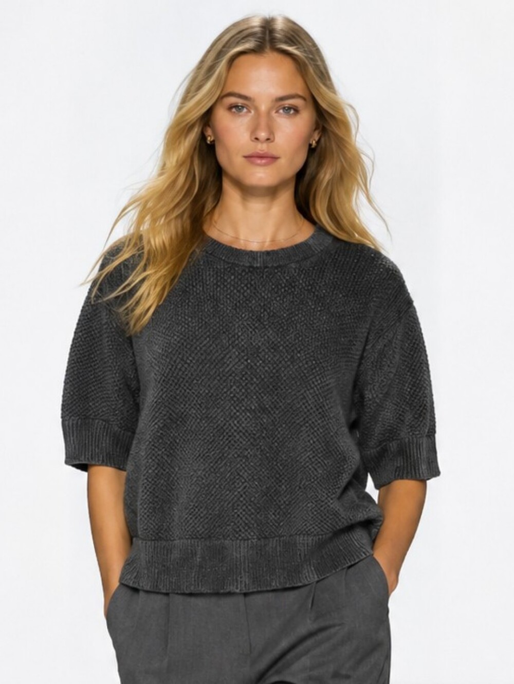 Banana Republic Black Textured Short Sleeve Sweater Knit Top
Medium (M)